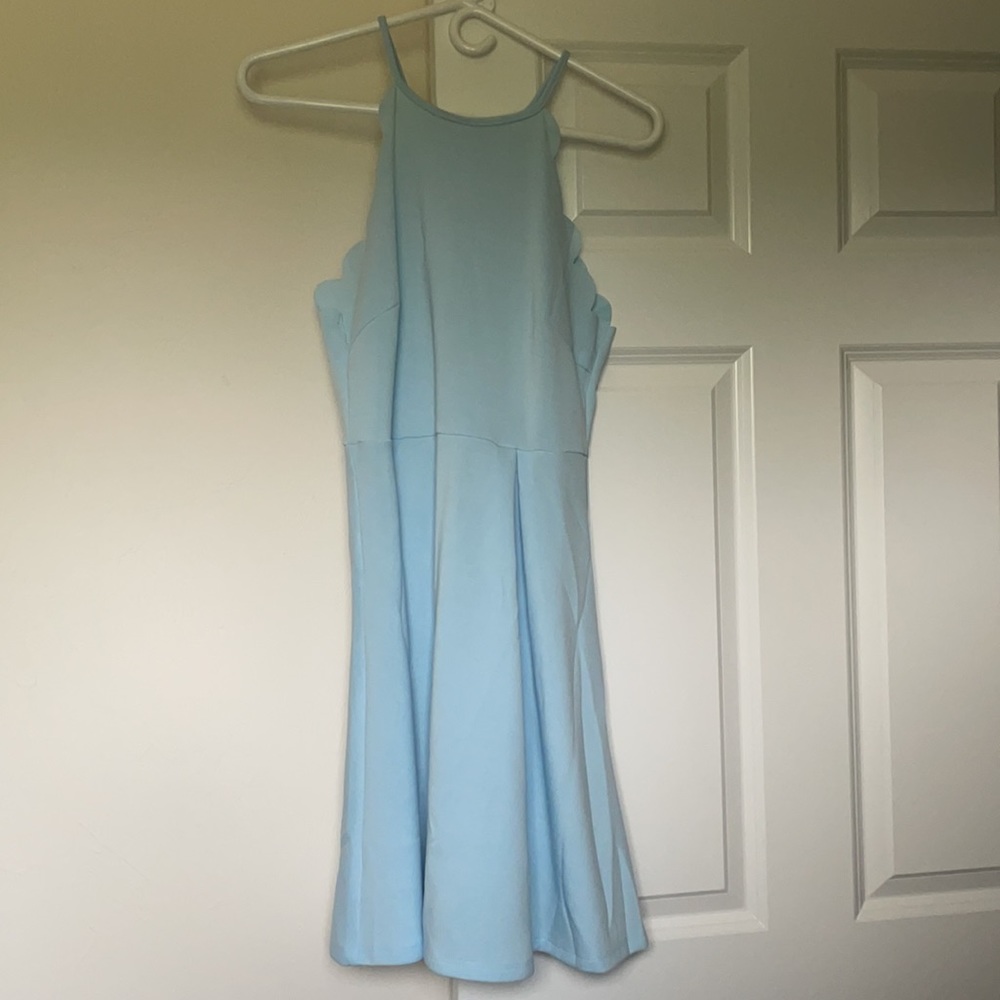 Light blue scallop style skater dress
